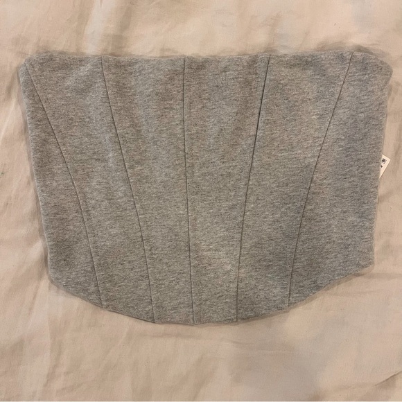 Good American Brushed Fleece Corset in Heather Grey - Picture 2 of 6